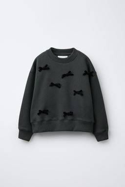 VELVET BOW SWEATSHIRT