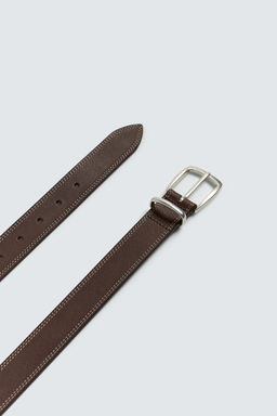 ORIGINS TOPSTITCHED LEATHER BELT - Zara фото 4