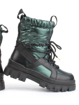 02-FAR120-2Z GREEN/BLACK Дутики женские (искусственная кожа, плащевая ткань, шерсть) - Фабричный китай фото 6