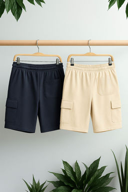 Lacivert-Tas 2li Paket Regular/Normal Kesim Kargo Cepli Kordonlu Lastik Bel Sort