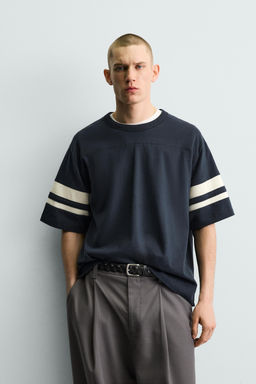 CAMISETA RELAXED FIT BANDAS / Marino - Zara фото 2