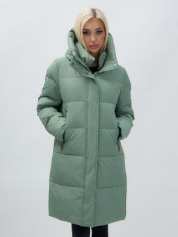 Куртка зимняя женская с капюшоном удлиненная стеганная зеленого цвета 9629Z - Mtforce фото 12