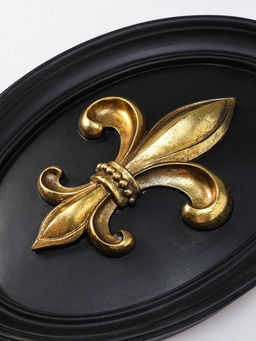 Панно интерьерное полистоун "Геральдическая лилия" чёрный с золотом 20х2,5х26,2 см