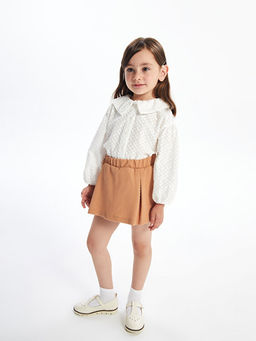 Bebe Yaka Uzun Kollu Basic K?z Bebek G?mlek ve ?ort Etek 2li Tak?m