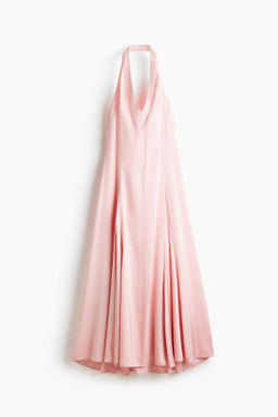 Vestido de sat?n con falda acampanada