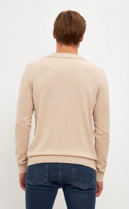 Джемпер мужской с отложным воротником и планкой на пуговицах F221-15-22021 бежевый - Fine joyce фото 7