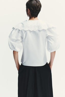 POPLIN SHIRT WITH PETER PAN COLLAR - Zara фото 4