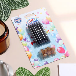 Цена за 3 шт. Свечи для торта «Золотая звезда», 6 см, 10 шт., чёрные