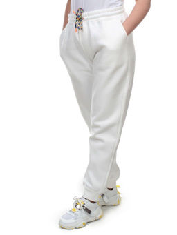 M047 WHITE Брюки спортивные женские на флисе (100% хлопок) 7986 - Fashion фото 3