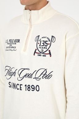 Erkek Comfort Fit Yar_m Fermuarl_ Krem Sweatshirt - U.s. polo assn фото 7