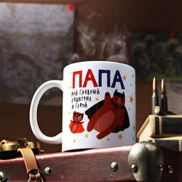 Кружка сублимация Папа медведь, звездочки, 320 мл, с нанесением