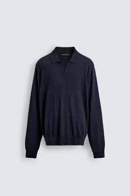 WOOL/SILK KNIT POLO SHIRT - Zara фото 7