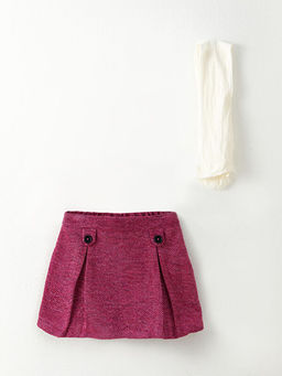 Beli Lastikli K?z Bebek ?ort Etek ve K?lotlu ?orap 2li Tak?m