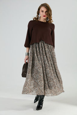 Платье NIKVA н740-20 шоколад и шоколадная абстракция