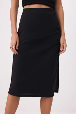 Pembe Duz Kalem Y?rtmacl? Normal Bel Midi Scuba Krep Orme Etek TWOSS26ET00150 - Trendyolmilla фото 7