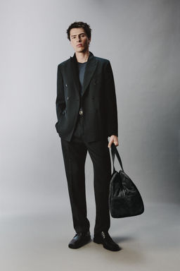 DOUBLE-BREASTED WOOL BLEND SUIT BLAZER