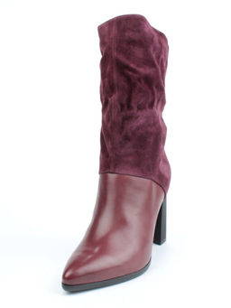 02-YF190-051M DK. RED Сапоги зимние женские (натуральная замша, байка, натуральный мех)