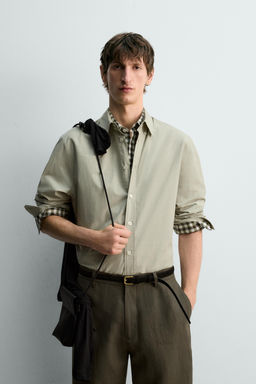 CAMISA REGULAR FIT POPEL?N LIMITED EDITION / verde lavado - Zara фото 2