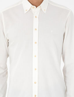 Белая приталенная рубашка с длинным рукавом - Cacharel фото 6