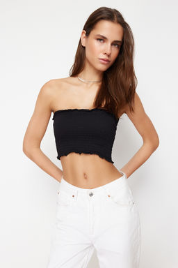 Siyah Straplez Gipeli Esnek Orme Bluz TWOSS23BZ01011