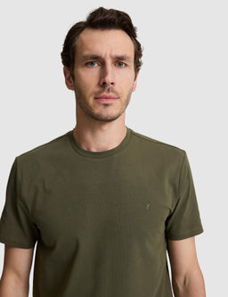 Haki Slim Fit Pamuk Kar___ml_ Bisiklet Yaka Basic T-shirt