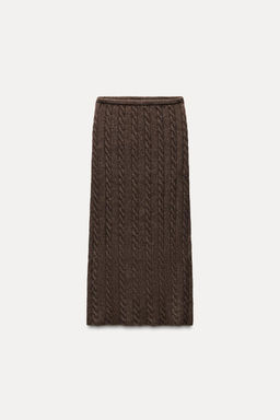 CABLE KNIT MIDI SKIRT WITH WOOL - Zara фото 6