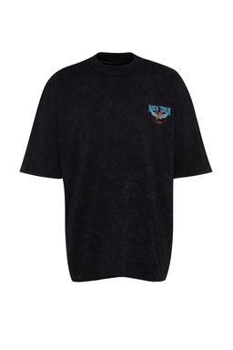 TRENDYOL MAN Siyah Oversize/Genis Kesim Eskitme/Soluk Efektli Rock Bask? %100 Pamuklu T-Shirt TMNSS23TS00231 - Trendyolmilla фото 8