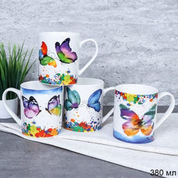 Кружка 380 мл Бабочки Акварель / WG711 /уп 72/