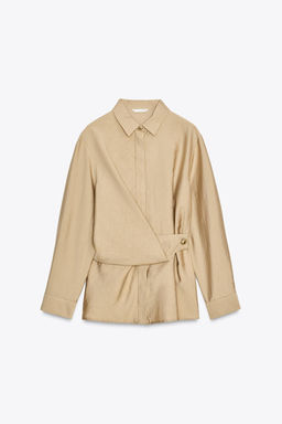 GOLD BUTTON WRAP SHIRT - Zara фото 7