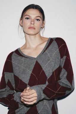100% WOOL DIAMOND SWEATER - Zara фото 4