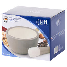 51739 GIPFEL Ступка 11,5х6,5 см с пестиком 13 см. Материал: керамика. Цвет: бежевый.  фото 5