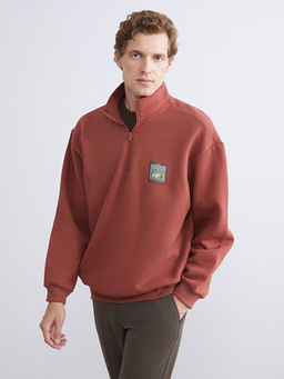 Fermuarl? Dik Yaka Uzun Kollu Erkek Sweatshirt