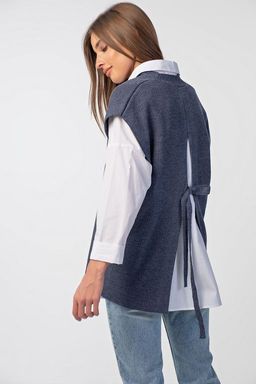 Жилет вязаный оверсайз с открытой спиной черный - Fly фото 14