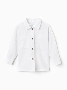 Рубашка для девочки KAFTAN: Linen, белая, размер 34 (122-128 см)