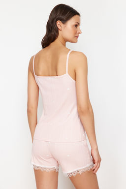 Trendyolmilla Pembe 5li Kusakl? Kurdele/Fiyonklu Fitilli Sortlu Orme Sabahl?kl? Pijama Tak?m? THMSS24PT00380  фото 6