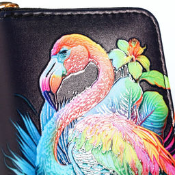 Кошелёк женский «Неоновый фламинго», маленький, чёрный