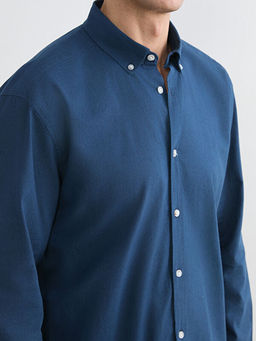 Regular Fit Keten G?r?n?ml? Erkek G?mlek