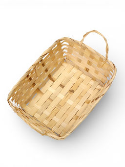Корзина плетёная для хранения, 24×20×8 см, с ручками, бамбуковая, цвет натуральный, Greengo