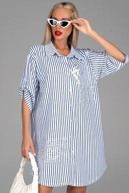 Платье  рубашка Молли (мелкая полоска) - Эльза фото 13