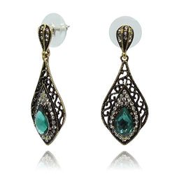 Серьги Любава с гранеными вставками изумруд, под золото - Agat77 фото 2