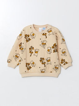 Bisiklet Yaka Uzun Kollu Winnie the Pooh Bask?l? Erkek Bebek Sweatshirt ve E?ofman Alt 2li Tak?m - Waikiki фото 2