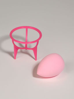 Спонж для макияжа «Капля», 6×8 см, с подставкой, розовый