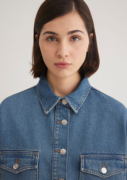 Bekka Classic Denim Indigo Mavisi Jean Gomlek фото 6
