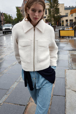 BOUCL_ JACKET WITH PATCH POCKETS - Zara фото 3