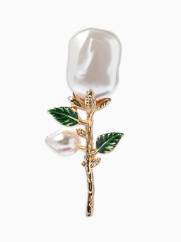 Брошь «Цветок» роза. жемчуг, цвет белый в серебре