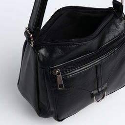 Сумка женская кросс-боди на молнии, 28×8.5×15 см, чёрная