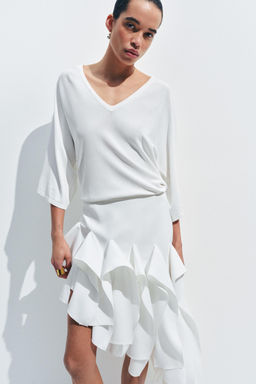JERSEY PUNTO FLUIDO ESCOTE PICO / Blanco - Zara фото 8
