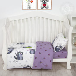 Енотики Детский/Пододеяльник: 1 шт. - 147*112; Простыня: 1 шт. - 150*110; Наволочка: 1 шт. - 40*60; Поплин ясельный - Артпостелька фото 2