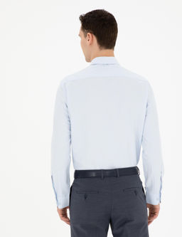 A__k Mavi Slim Fit Uzun Kollu Basic G_mlek