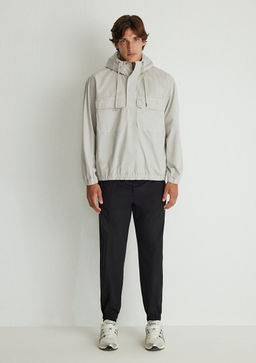 Kapusonlu Gri Sweatshirt - Mavi фото 2